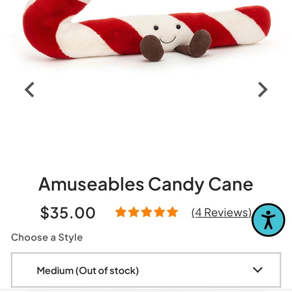 Jellycat Medium Amuseables Candy Cane - Picture 3 of 6